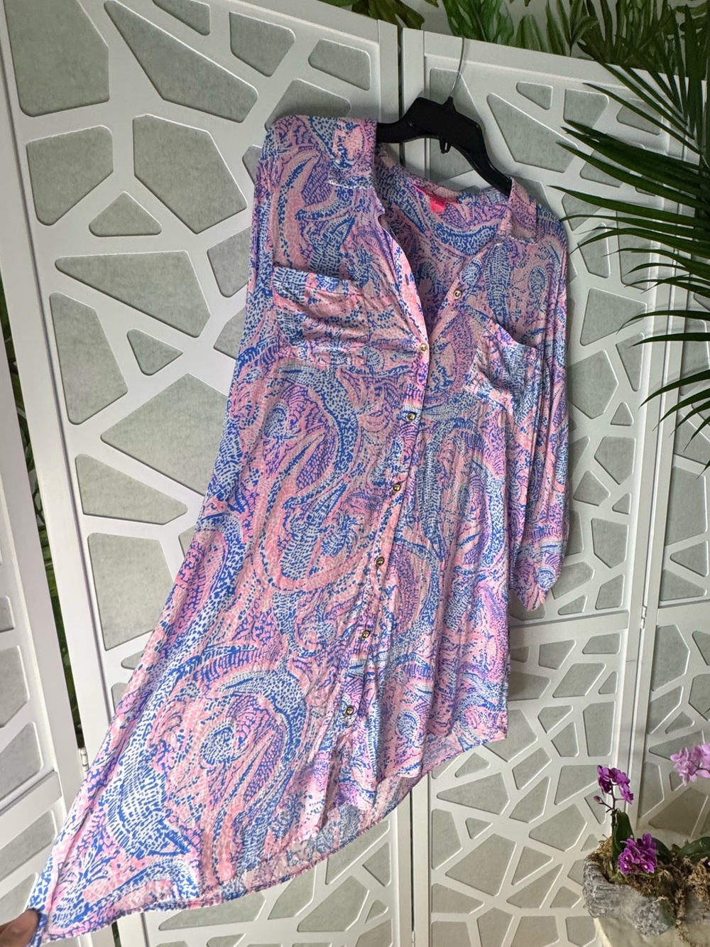 Lilly Pulitzer Pink and Blue Paisley Blouse